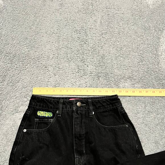 Empyre Jeans Womens 2 (25x29) Black Baggy Skater Distressed - Picture 7 of 10
